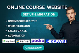 do online course creation and funnel on gohighlevel, podia, kajabi, clone ghl