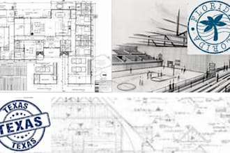 do california,texas,florida pe stamp floor plan architecture for city permit   s
