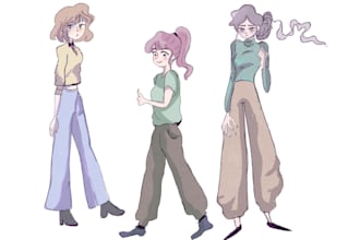 draw anime, manhwa style illustration, postcards