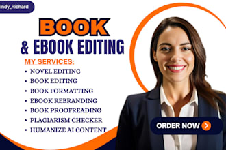 humanize ai content, proofread, check plagiarism, novel editor, book editing