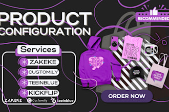do 2d, 3d zakeke setup customily kickflip teeinblue product customization