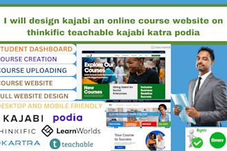 set up professional course website on podia, katra teachable