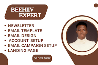 design editabe beehiv email, landing page beehiiv newsletter