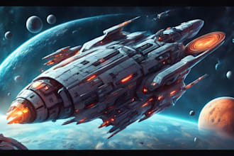 design a spaceship, sci fi illustration and sci fi art