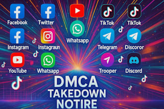 takedwon delete remove  infringing content telegram,twitter,,reddit,youtube etys