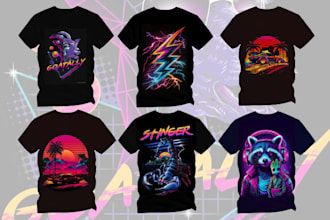 streetwear style, vaporwave, synthwave, christian t shirt design