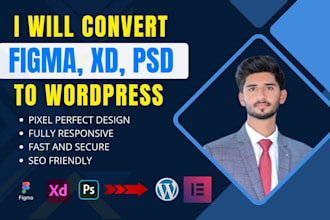 convert figma, PSD, xd to wordpress website using elementor pro