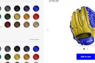 customized and configure 2d 3d baseball glove softball with kickflip zakeke