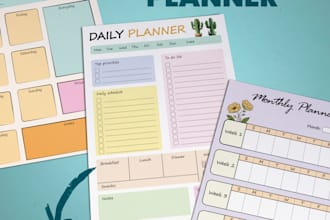 design custom daily, weekly, monthly productivity calendar planner