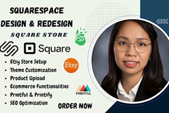 squarespace website design squarespace SEO printful printify square store etsy