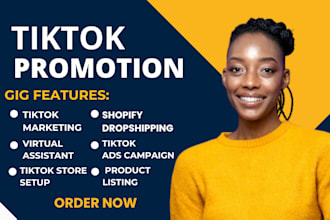 tiktok shop dropshipping, tiktok ads campaign shopify store promotion, tiktok va