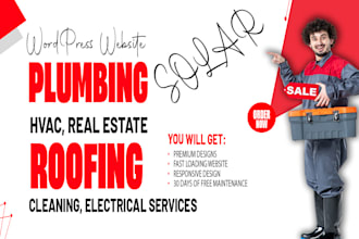 design cleaning, handyman, roofing, hvac, solar and plumbing websites