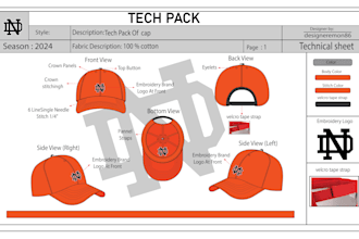 design custom hat and cap with tech pack with mockup