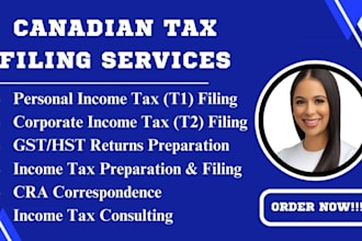 prepare canadian business t2 and corporate t1 tax returns  gst hst, payroll, cra