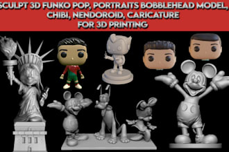 sculpt funko pop chibi art portraits bobblehead nendoroid caricature 3d printing
