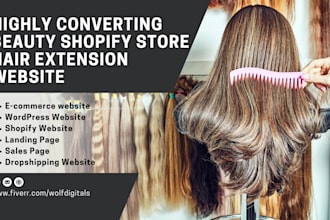 design hair extension shopify store beauty store wig store salon website