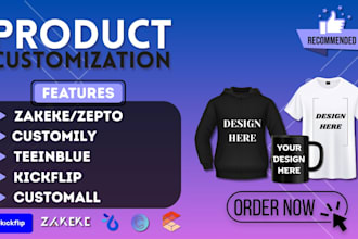 setup customily, 2d,3d zakeke, teeinblue, kickflip, customall customization