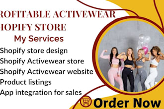 design activewear shopify store sportswear fitness website dropshipping store
