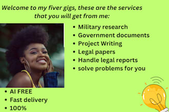 help in legal, military research, problem and documentation