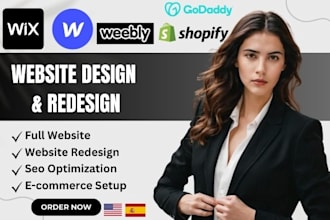 clone design redesign and fix wix website webflow weebly shopify godaddy website