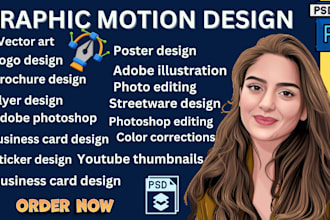 do graphic motion design adobe photoshop flyer mascot logo design image editing