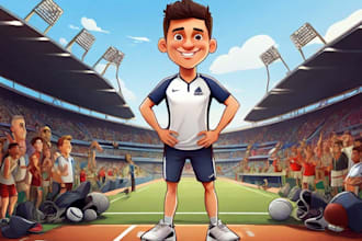 draw cartoon with sports illustrations