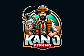 do create a kano fishing esports mascot logo your company