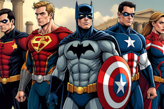 draw superhero comic book illustration, character design