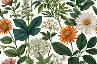 do a botanical illustrations of flowers and plants