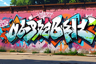 make graffiti text art, logo design, wall art or business