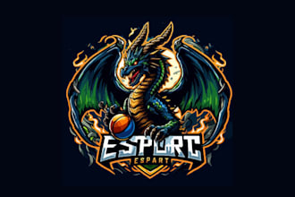 do unique frilled dragon esport mascot logo with source file