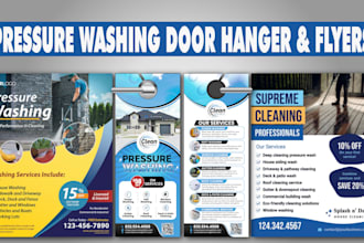 do lawn care and pressure washing door hanger or flyer design