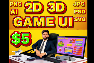 design professional game UI for ios android and PC 2d and 3d