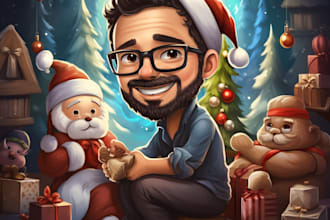 do a christmas caricatures, winter holidays cartoons for you