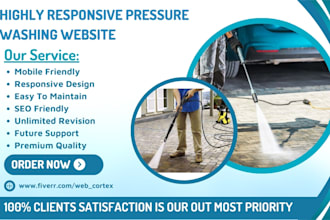 design pressure washing website, gutter landing page, power washing website