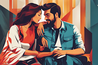 create couples art vector portrait
