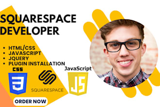 add custom html, CSS and js code to squarespace website as squarespace developer
