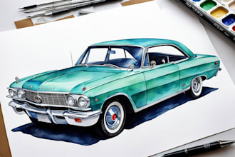 custom a watercolor car design