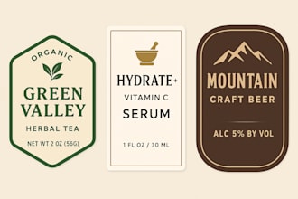 custom product label design creative modern and attractive