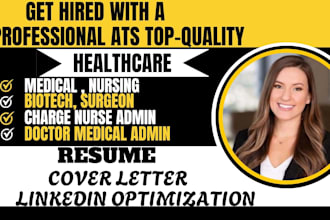 write healthcare, hospitality, nursing, dentist, pharmacy, doctor resume