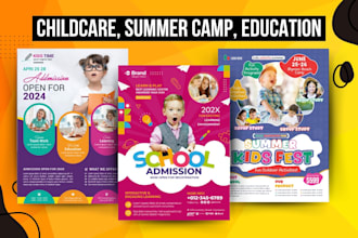 design childcare, daycare, kids flyer, summer camp flyer poster