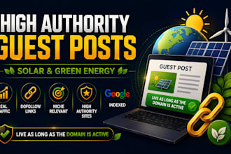 publish article on high da solar blog with authority backlinks