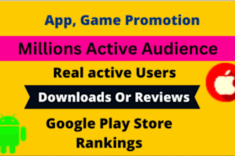 mobile app promotion, android, ios, app marketing, game promotion game marketing