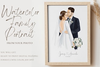 draw couple and family portrait illustration