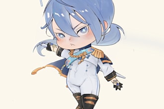 draw cute chibi character for avartar, oc, vtuber and more