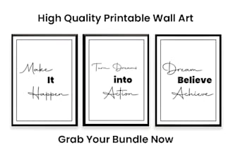 create stunning printable canvas wall art bundle