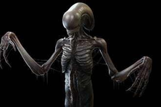 3d realistic horror character,3d alien  creature model in ue5,realistic texture
