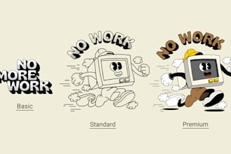 draw vintage style cartoon character illustrations for t shirts and mascot logo