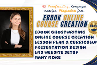ghostwrite ebook online course creation, teachable course creation, course slide