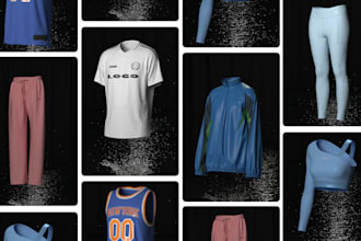 create variety of 3d sports fitness clothing HD renderings mock up